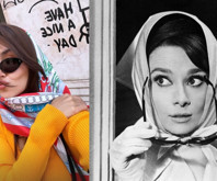 Hande Erçel'den eşarplı gözlüklü Audrey Hepburn pozu