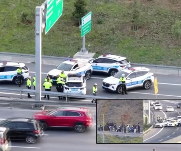 Motosikletli gruba film gibi polis takibi