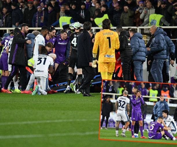 Genç futbolcu bir anda yere yığıldı, Fiorentina - Inter maçı yarıda kaldı