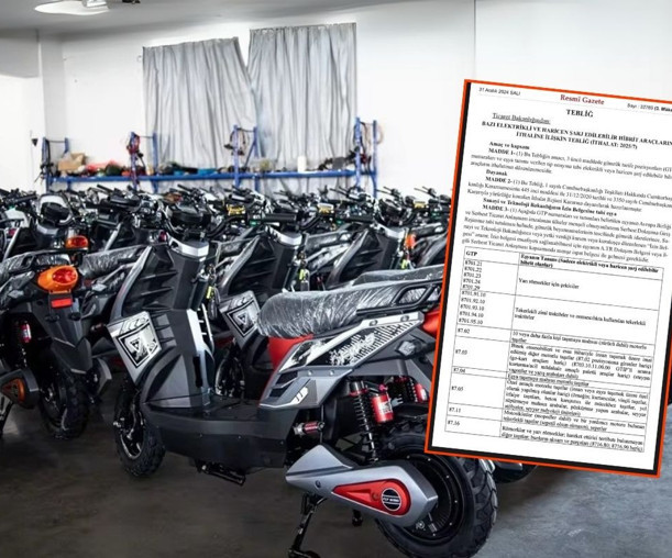 Yurtdışından getirilerek pazarlanan elektrikli araçlar için konulan 7 bölge, 20 servis kuralına motosikletler de eklendi