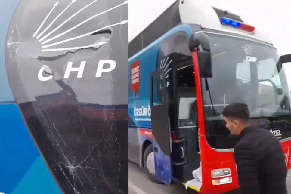 CHP otobüsüne Trabzon'da taşlı saldırı