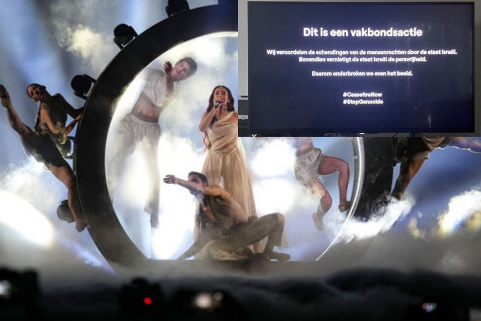 Eurovision yayını sırasında İsrail protestosu