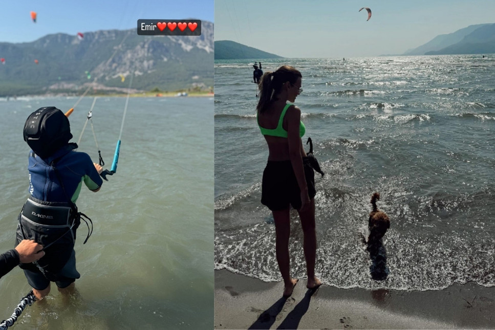 Engin Altan Düzyatan ve oğlunun kitesurf keyfi