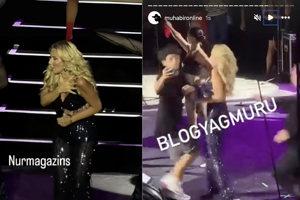 Hadise'yi sahnede korkutan anlar: Hayranı sahneye atladı, koruma omzunu incitti