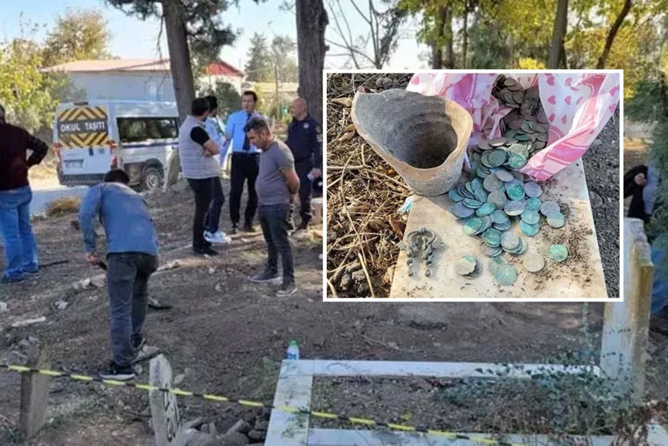 Cenaze defin işlemleri için mezar kazarken 1100 gümüş sikke buldular