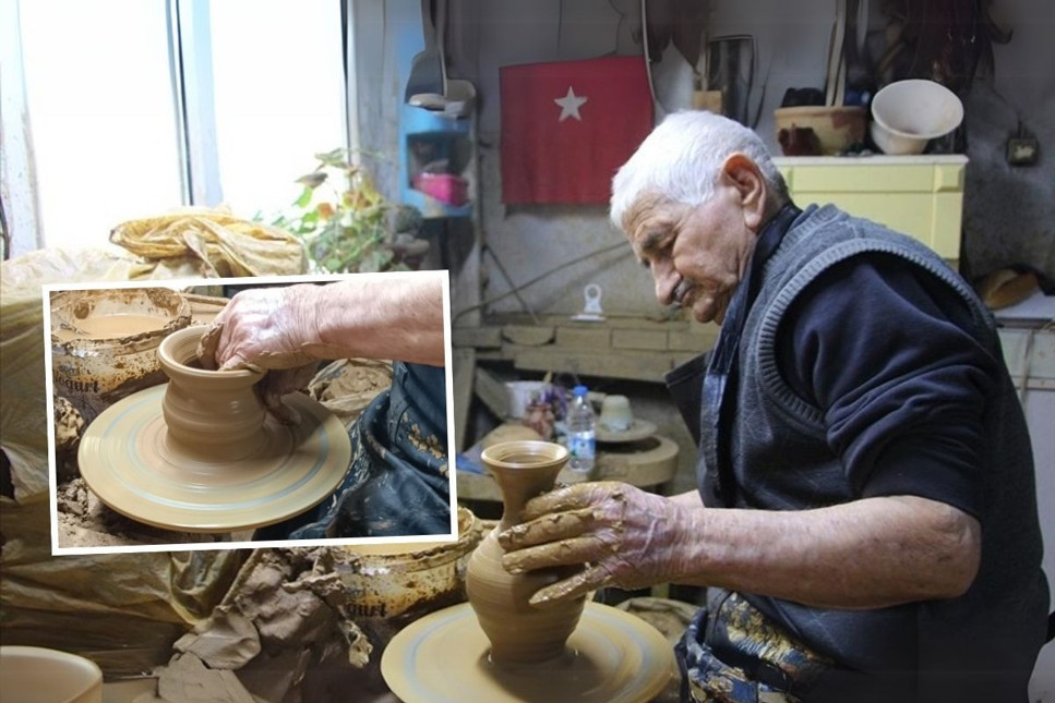 Osman ustadan 84 yılını geçirdiği çömlekçi çarkına veda