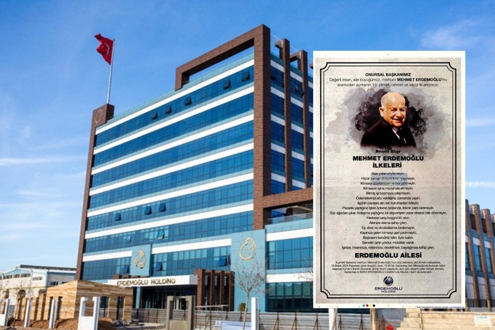 Erdemoğlu Holding, onursal başkanı Mehmet Erdemoğlu’nu ölüm yıldönümünde ilkelerini sıralayarak andı