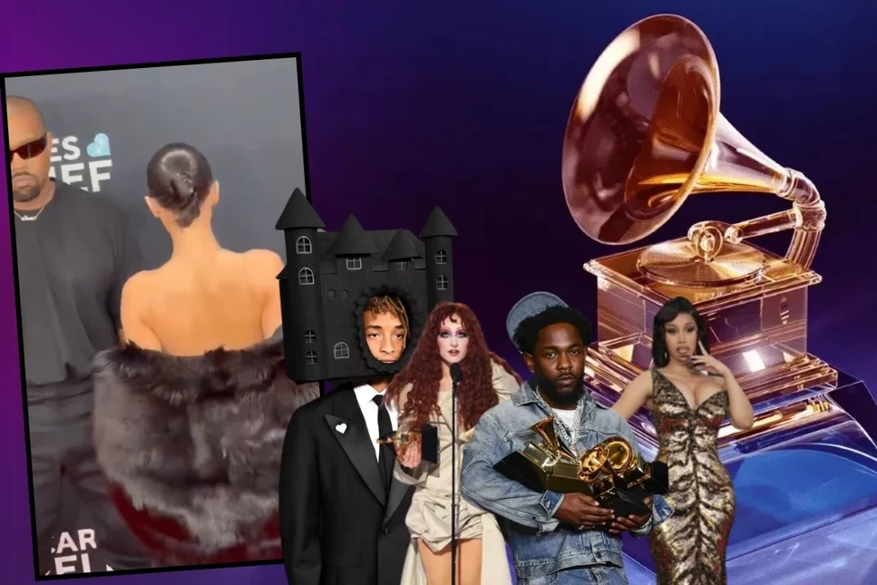 Grammy Ödülleri’nde Kanye West’in eşi Bianca Censori kırmızı halıya transparan bir elbiseyle çıkınca ödül töreninden daha fazla konuşuldu