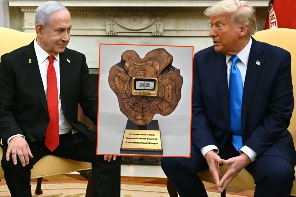 Binyamin Netanyahu, Donald Trump'a altın çağrı cihazı hediye etti, Hizbullah'a yönelik saldırılara gönderme yaptı