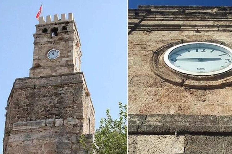 Antalya'daki tarihi Saat Kulesi'nin orijinal saatini çalıp plastiğini takmışlar