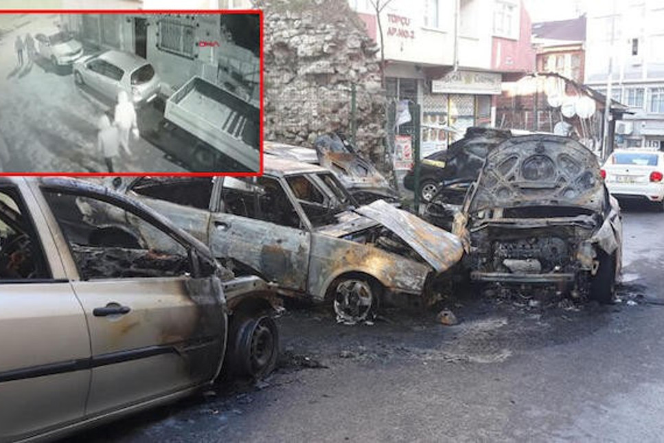 Fatih'te 9 otomobili kundaklayan şüphelilerden 2'si yakalandı