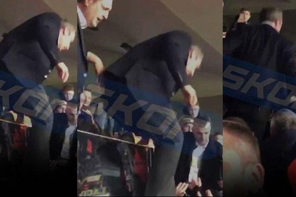 Fenerbahçe Başkanı Ali Koç taraftarın üzerine mi atladı!
