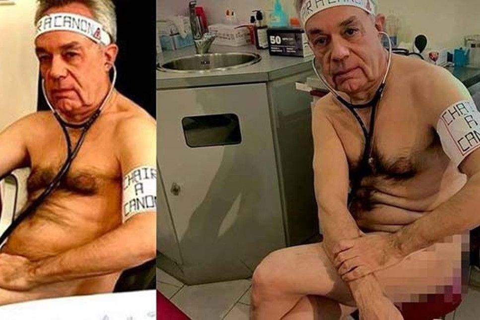 Fransız doktor, malzeme yetersizliğini çıplak poz vererek protesto etti