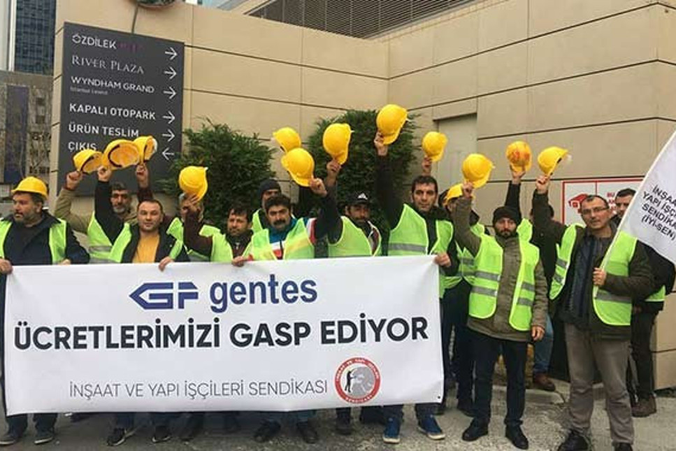 Maaşlarını alamayan Gentes işçileri DEİK önünde eylem yaptı