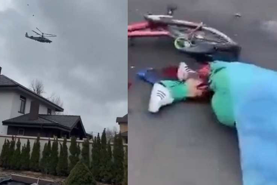 Ukrayna’da dehşete düşüren görüntü! Rusların attığı füze bisiklet süren çocuğun üstüne düştü