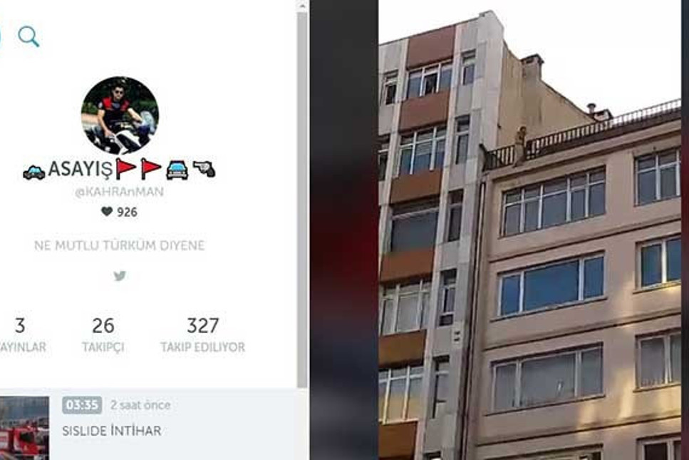 Vatandaş intihar için çatıya çıktı polis canlı yayın yaptı
